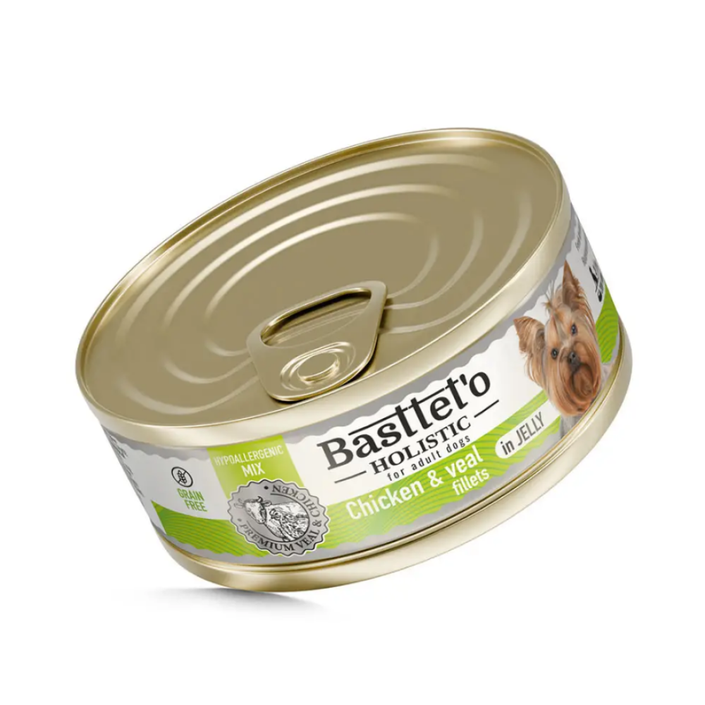 Влажный корм для собак Basttet'o Holistic Мікс курки та телятини в желе - 85 г