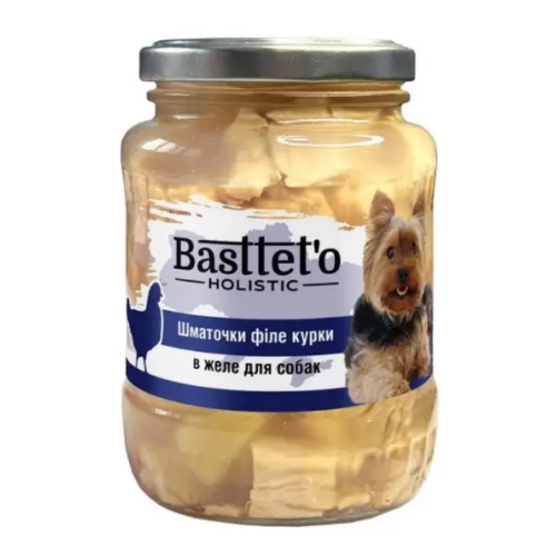Влажный корм для собак Basttet'o Holistic Кусочки филе курицы в желе, стекло - 360 г