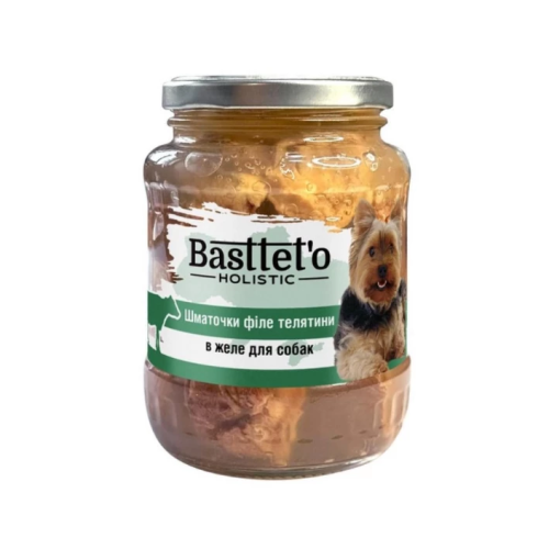 Влажный корм для собак Basttet'o Holistic Кусочки филе телятины в желе, стекло - 360 г