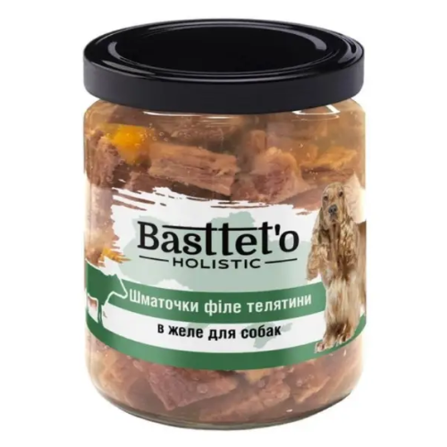 Влажный корм для собак Basttet'o Holistic Кусочки филе телятины в желе, стекло - 500 г