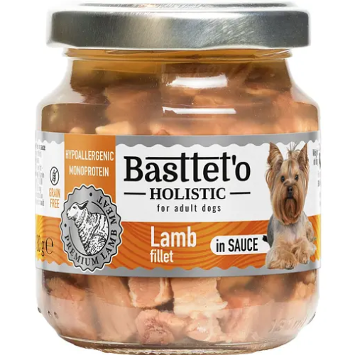 Влажный корм для собак Basttet`o Holistic кусочки филе ягненка в соусе, стекло - 130г