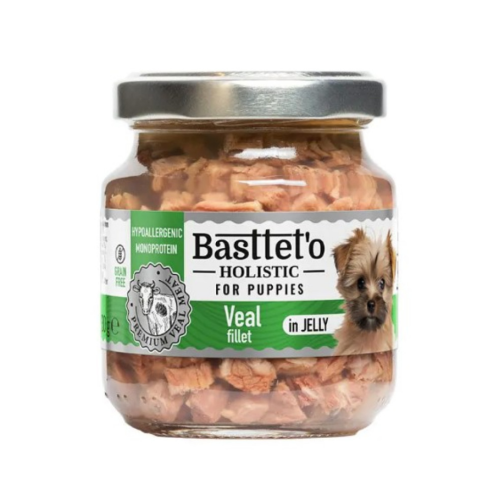Влажный корм для щенков Basttet`o Holistic кусочки филе телятины в желе, стекло - 130г