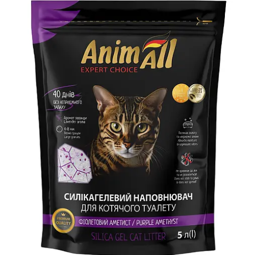 Наповнювач для котячого туалету AnimAll "Фіолетовий Аметист" силікагель - 5 л