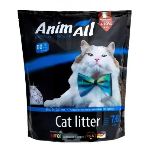 Наполнитель для кошачьего туалета AnimAll "Голубой Аквамарин" силикагель - 7,6 л