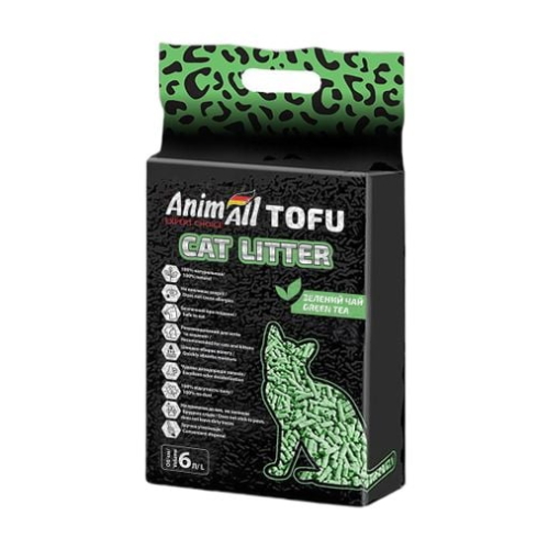 Наполнитель для кошачьего туалета AnimAll Тофу зеленый чай Соевый комкующийся - 6 л
