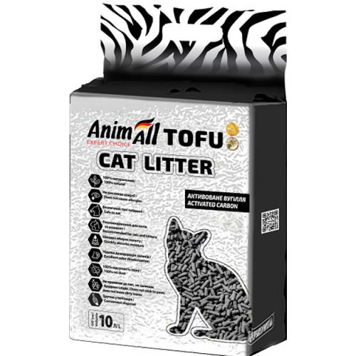 Наполнитель для кошачьего туалета AnimAll Тофу с активированным углем Соевый комкующийся - 4.66 кг (10 л)