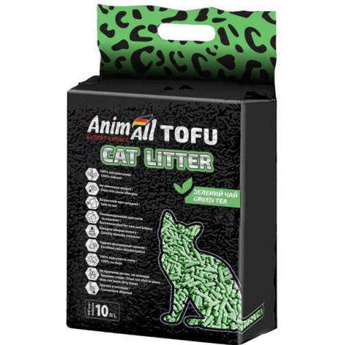 Наполнитель для кошачьего туалета AnimAll Tofu зеленый чай Соевый комкующийся - 4,66кг (10л)