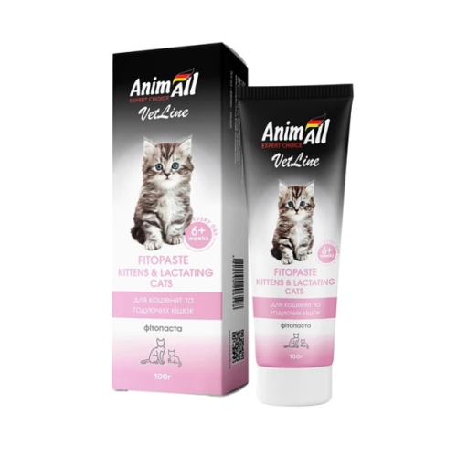 Натуральная добавка для котят и кормящих кошек AnimAll VetLine поддержки общего здоровья, фитопаста - 100 гр