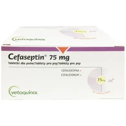 Антибактеріальний препарат для котів та собак Vetoquinol Cefaseptin 75 мг таблетки -10 шт