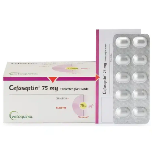 Антибактеріальний препарат для собак та котів Vetoquinol Cefaseptin 75 мг таблетки - 10 шт