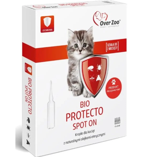 Протипаразитарні краплі для кошенят Over Zoo Bio Protecto Spot On піпетки - 4 шт по 1 мл