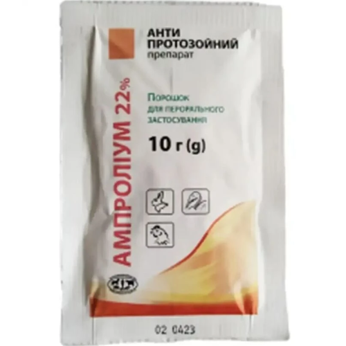 Протипаразитарний препарат для тварин Укрзооветпромпостач Ампроліум 22% порошок - 10 гр.
