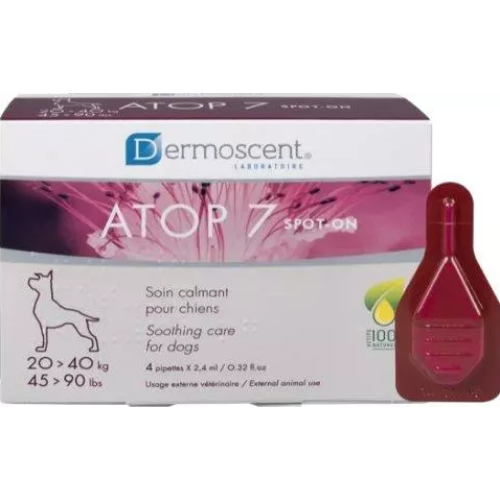 Натуральное средство для кошек и собак малых пород весом от 20 до 40 кг Dermoscent ATOP 7 (заболевания кожи) капли, пипетки - 4 шт