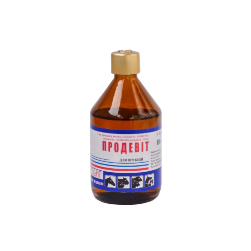 Ін'єкційний препарат для собак, котів та інших тварин Продукт Продевіт (профілактика гіповітамінозів) розчин - 100 мл