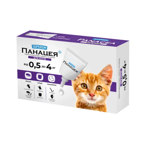Протипаразитарні краплі для котів вагою 0,5 до 4 кг Superium Панацея піпетка - 1 шт