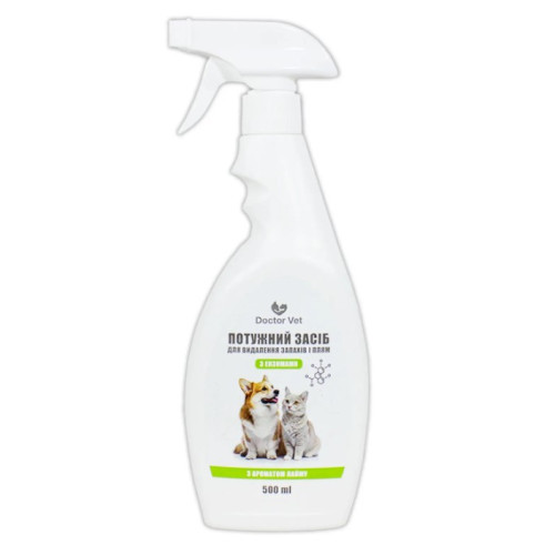 Засіб Doctor Vet для видалення запахів і плям з ензимами з ароматом лайму, 500 мл