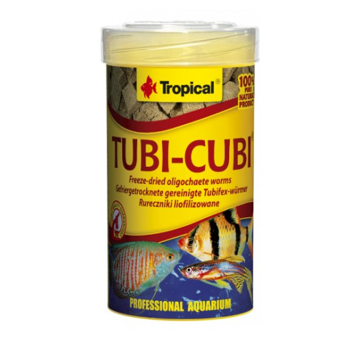 Натуральный корм для всех аквариумных рыб с трубочником Tropical Tubi Cubi - 100ml