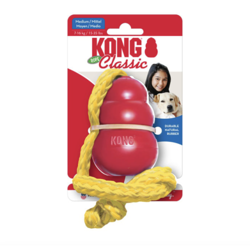 Игрушка для собак KONG Classic w/Rope L Классик груша-кормушка с веревкой