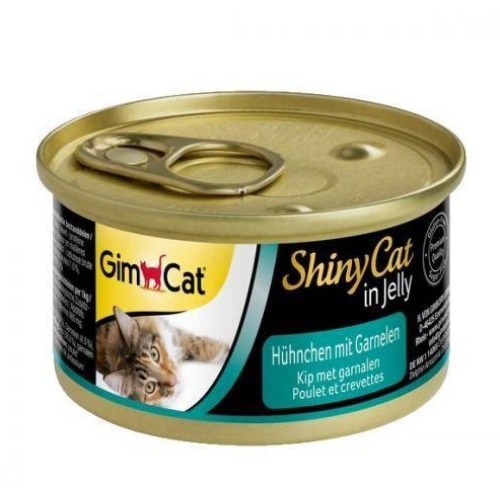 Влажный корм для кошек Gimborn GimCat Shiny Cat с курицей и креветкой 70 г