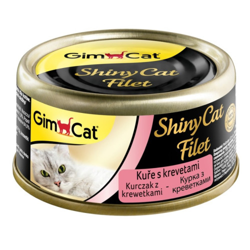 Корм влажный Gimborn GimCat Shiny Cat Filet для кошек с курицей и креветкой 70 г