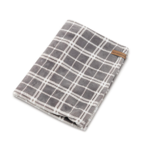 Плед для собак и кошек Природа Pet Fashion Bliss 1плюш серый клетчатый 70,5х55,5 см