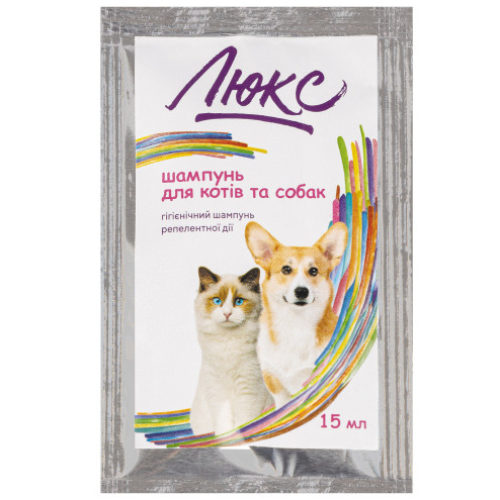 Шампунь для котів та собак Природа Люкс від бліх та кліщів, репелентної дії 15 мл
