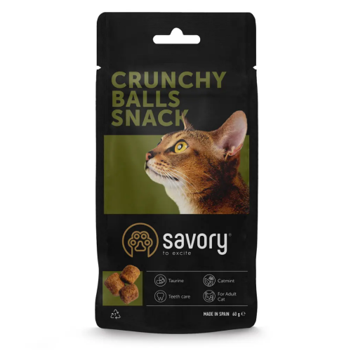 Ласощі для дорослих котів Savory Cats Snacks Crunchy Balls з котячою м ятою, кульки - 60 г