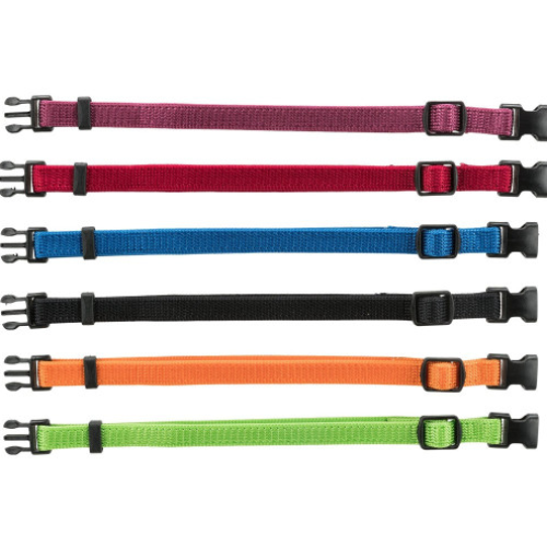 Набір нашийників  для цуценят Trixie S-M (фіолетовий, червоний, синій, чорний, папайя, зелений) нейлон 17-25 см х 10 мм - 6 шт
