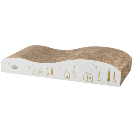 Когтеточка-волна для кошек Trixie Рождественская кортонная, бело-золотая 43,5х8х20 см