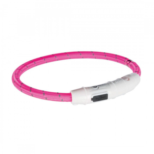 Ошейник для собак Trixie Flash Light Ring L-XL USB с подсветкой, силиконовый, розовый 65 см х 7 мм