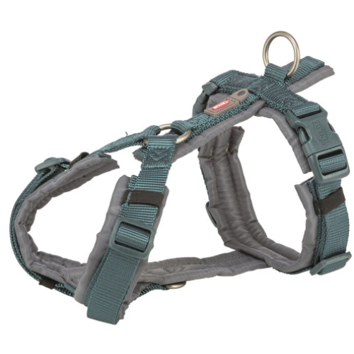 Шлея для собак Trixie Premium трекінгова, синьо-сіра S 36–44 см х 15 мм 