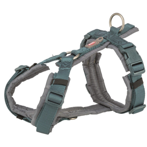 Шлея для собак Trixie Premium трекинговая, сине-серая M 53-64 см х 20 мм