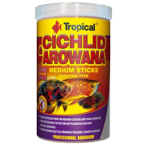 Корм для плотоядных цихлид Tropical Cichlid Arowana Medium Sticks палочки - 360 г