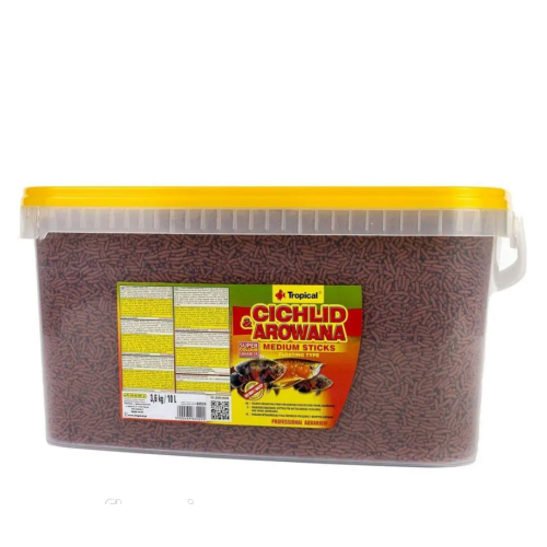 Корм для плотоядных цихлид Tropical Cichlid Arowana Medium Sticks палочки - 3,6 кг