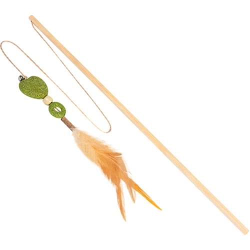 Іграшка для котів WAUCAT Fun Natural Дражнилка з сердечком, дерево, пресована котяча м'ята, перо, джутова мотузка, 60 см