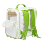 Рюкзак-переноска для котів і дрібних порід собак до 8 кг WAUDOG Relax Eco білий/лайм, льон і бавовна - 42х34х27 см