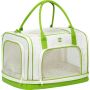 Сумка-переноска для котів та дрібних порід собак до 8 кг WAUDOG Relax Eco біла/лайм, льон і бавовна - 47x30x28 см