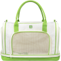 Сумка-переноска для котів та дрібних порід собак до 8 кг WAUDOG Relax Eco біла/лайм, льон і бавовна - 47x30x28 см