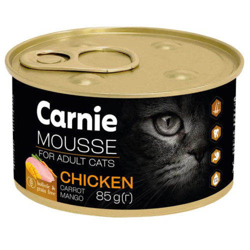 Влажный корм для кошек Carnie мусс с курицей, манго, морковью и желе - 85 г