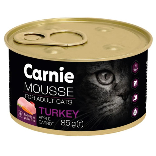 Влажный корм для кошек Carnie мусс с индейкой, яблоком, морковью и желе - 85 г
