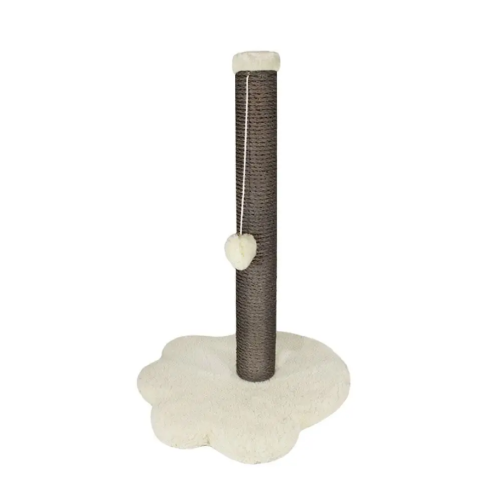 Когтеточка для кошек Lucky Pet "Лапка большая" сизаль серая, мех белый 38х38х66см