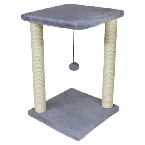 Когтеточка для кошек Lucky Pet домик сизалевый "Симба 2" сизаль серая, мех серый, 33х33х44см "