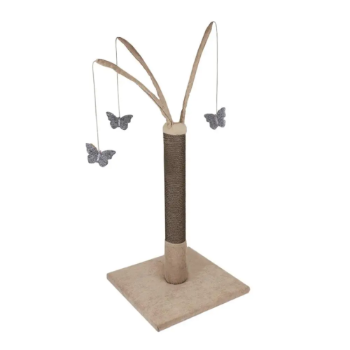 Когтеточка для кошек Lucky Pet "Карусель" сизаль серая, ткань коричневая, 33х33х70 см