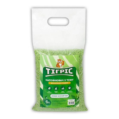 Наповнювач Тігріс з тофу для котячого туалету, з ароматом зеленого чаю, 6 л