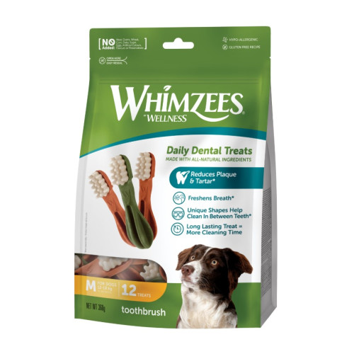 Ласощі Whimzees Toothbrush у формі зубної щітки для собак M 12 шт