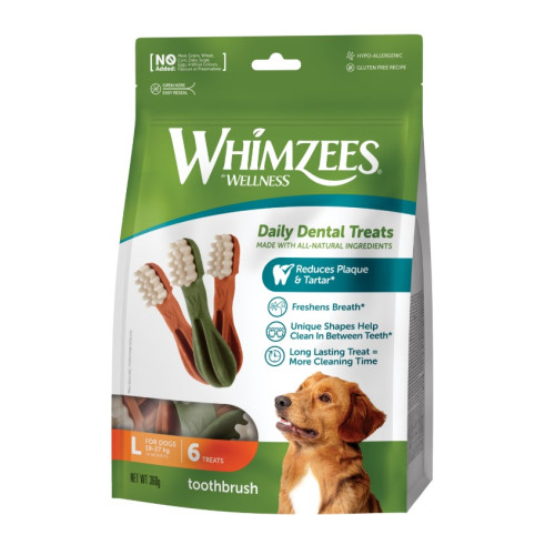 Лакомство Whimzees Toothbrush в форме зубной щетки для собак L 6 шт