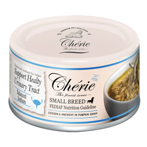Влажный корм для собак малых пород Cherie Курица и анчоусы в тыквенном соусе, 80 г