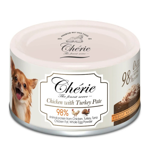 Влажный корм для собак маленьких пород Cherie Dog Pate Chicken with Turkey Pate с курицей и индейкой в паштете - 80 г