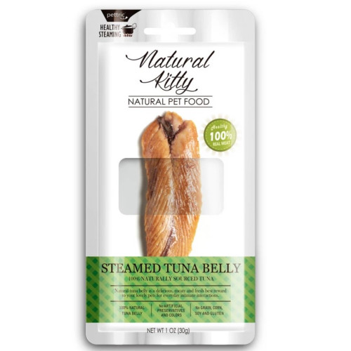 Лакомство для кошек и собак Natural Kitty Original Series STEAMED TUNA BELLY, в виде кусочков тунца приготовленных на пару - 30 г