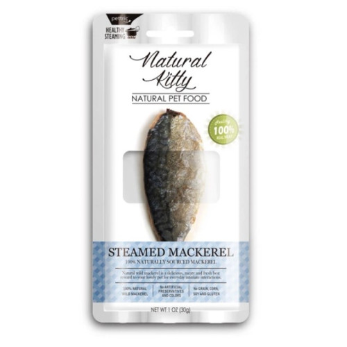 Лакомство для кошек и собак Natural Kitty Original Series STEAMED MACKEREL, в виде кусочков скумбрии приготовленных на пару - 30 г